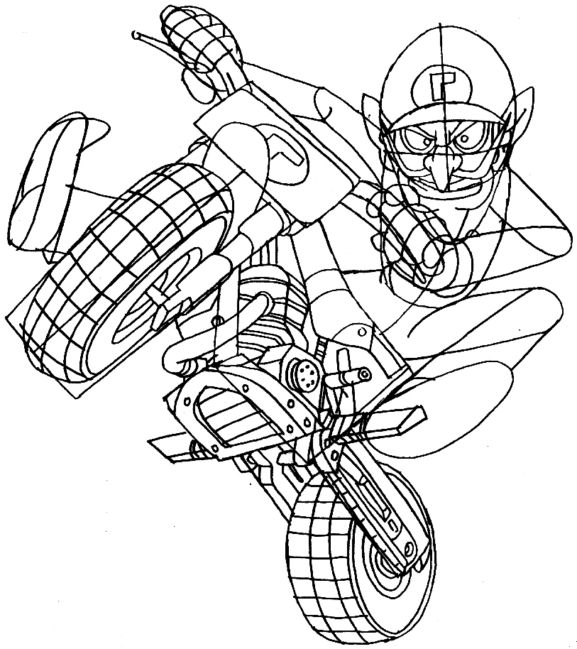 How to draw waluigi on a motor bike motorcycle from wii mario kart