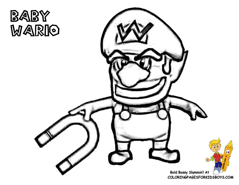 Super mario colouring pages baby wario