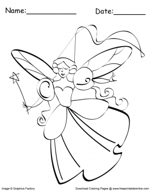 Fairy with wand coloring sheet