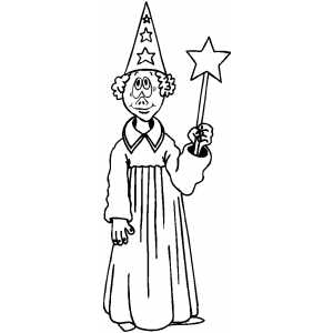 Wizard with magic wand coloring sheet