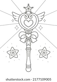 Printable princess magic wand coloring pages stock vector royalty free