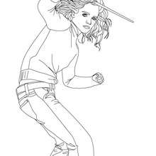 Emma watson with hermione grangers magic wand coloring pages