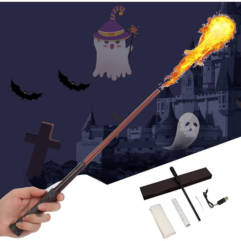 Cheap fire magic wand around props scepter shooting flash flame paper color props accessories cosplay wizard wands magical dragon wand