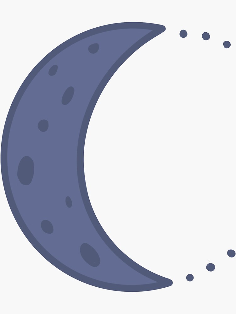 Blue waning crescent moon sticker for sale by sydneyzart