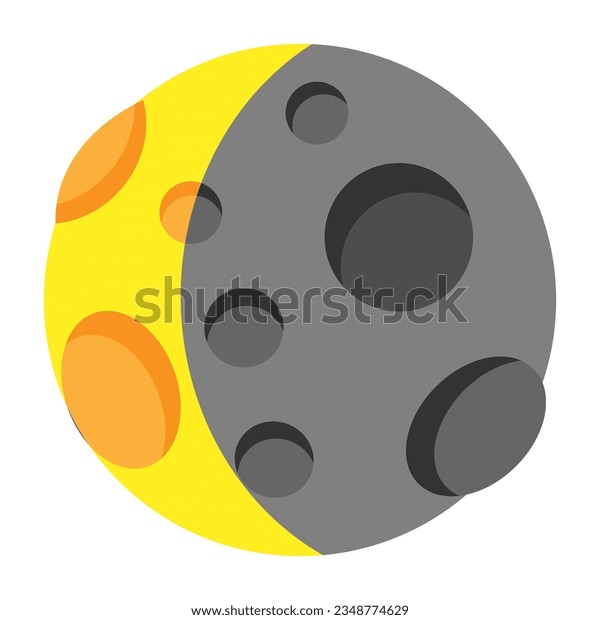 Waning crescent moon icon emoji isolated stock vector royalty free