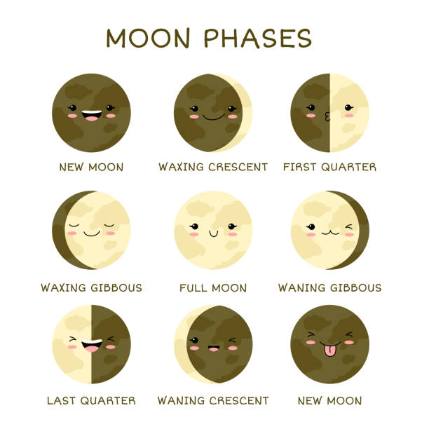 Educational posters with lunar phases stock illustration