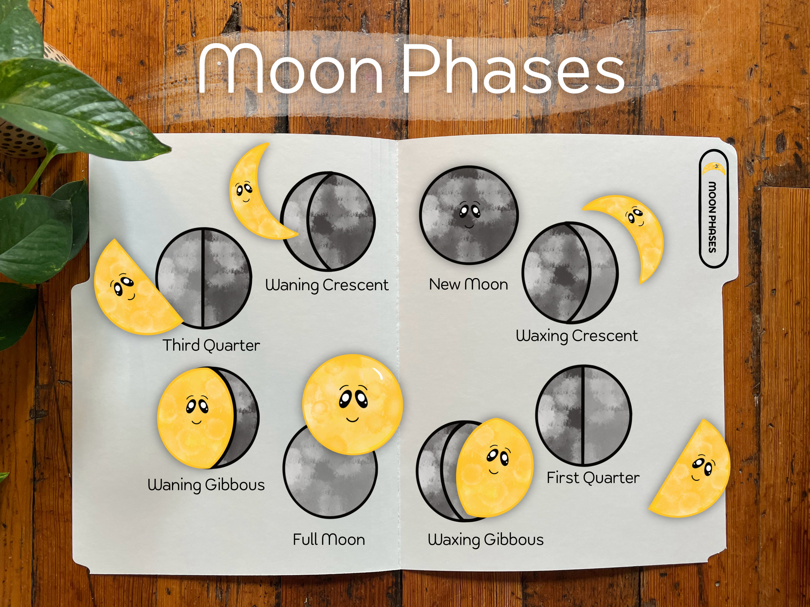 Moon phases printable folder activity instant download