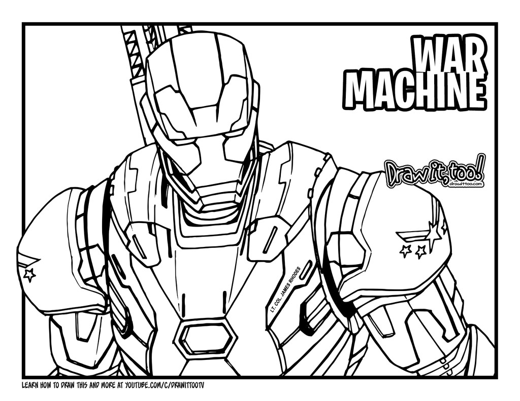 How to draw war machine avengers endgame drawing tutorial