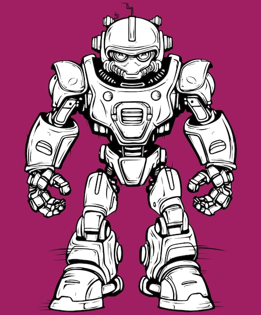 Free vector illustration coloring page detailed war machine