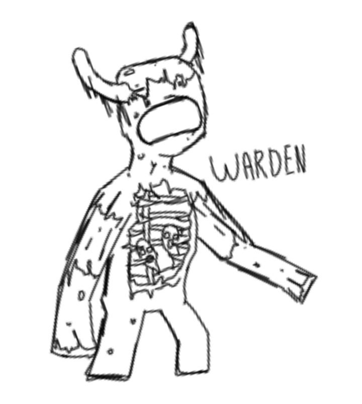 I sketched the warden rminecraft