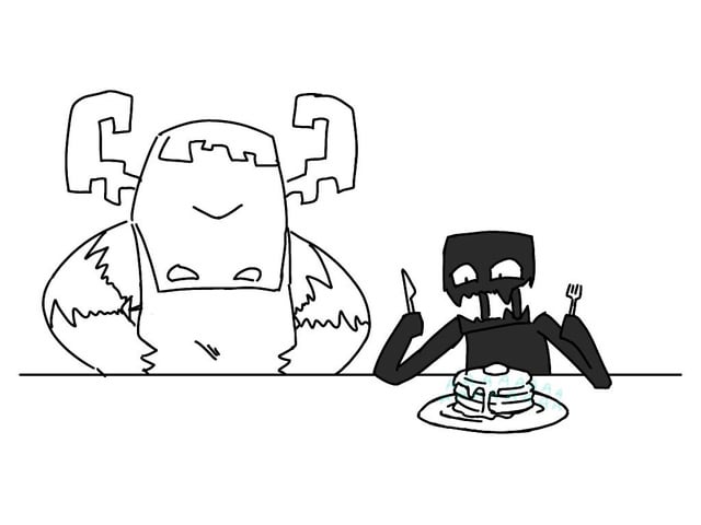 Warden offering enderman some pancakes rminecraft