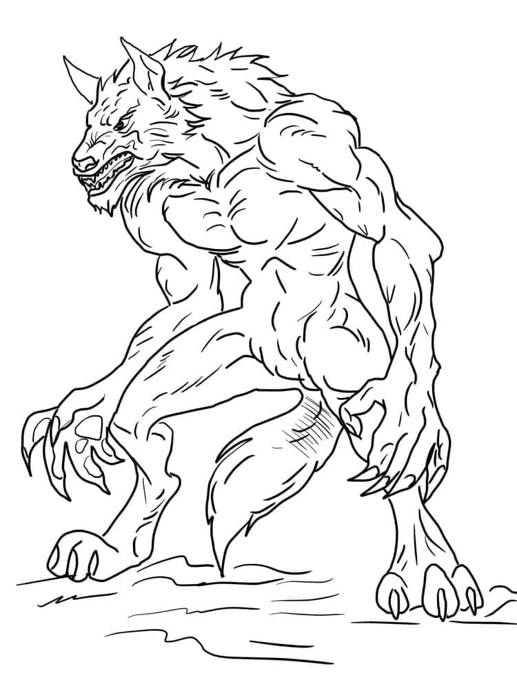 Free drawing of werewolf coloring page