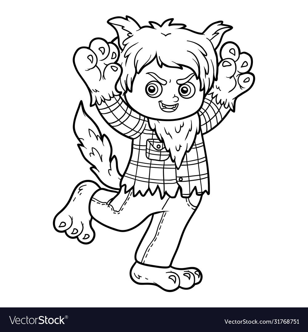 Coloring book werewolf royalty free vector image