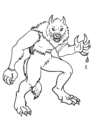 Free werewolf coloring page