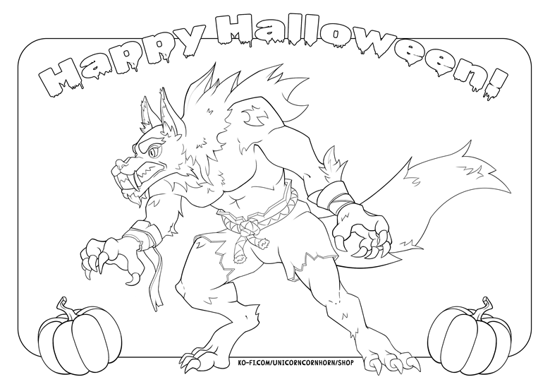 Werewolf coloring page png