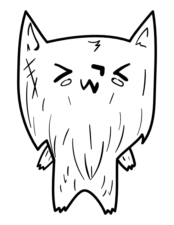 Printable kawaii werewolf coloring page