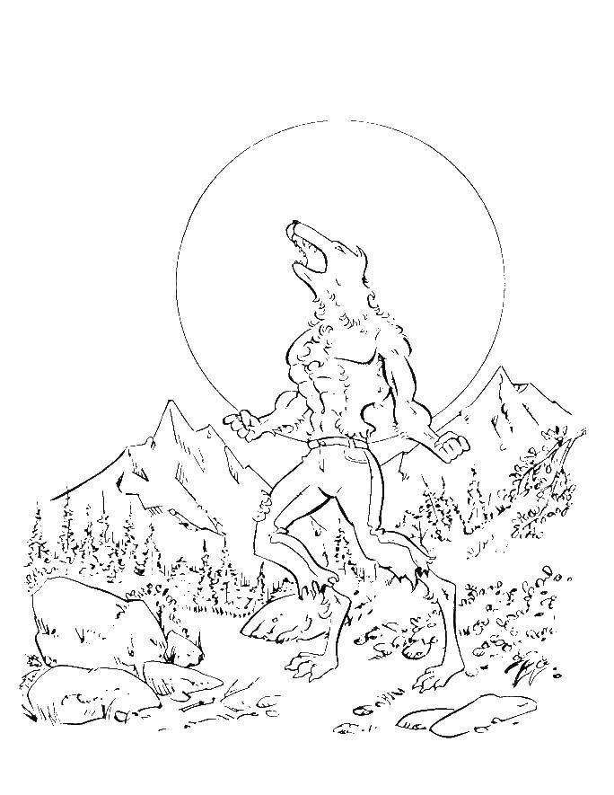 Online coloring pages werewolf coloring the werewolf howls at the moon halloween