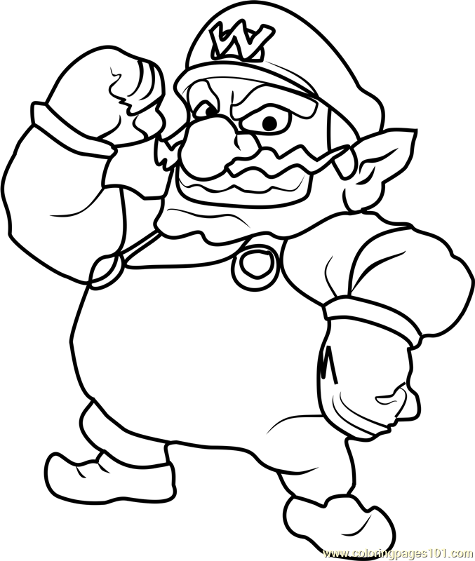 Wario coloring page for kids