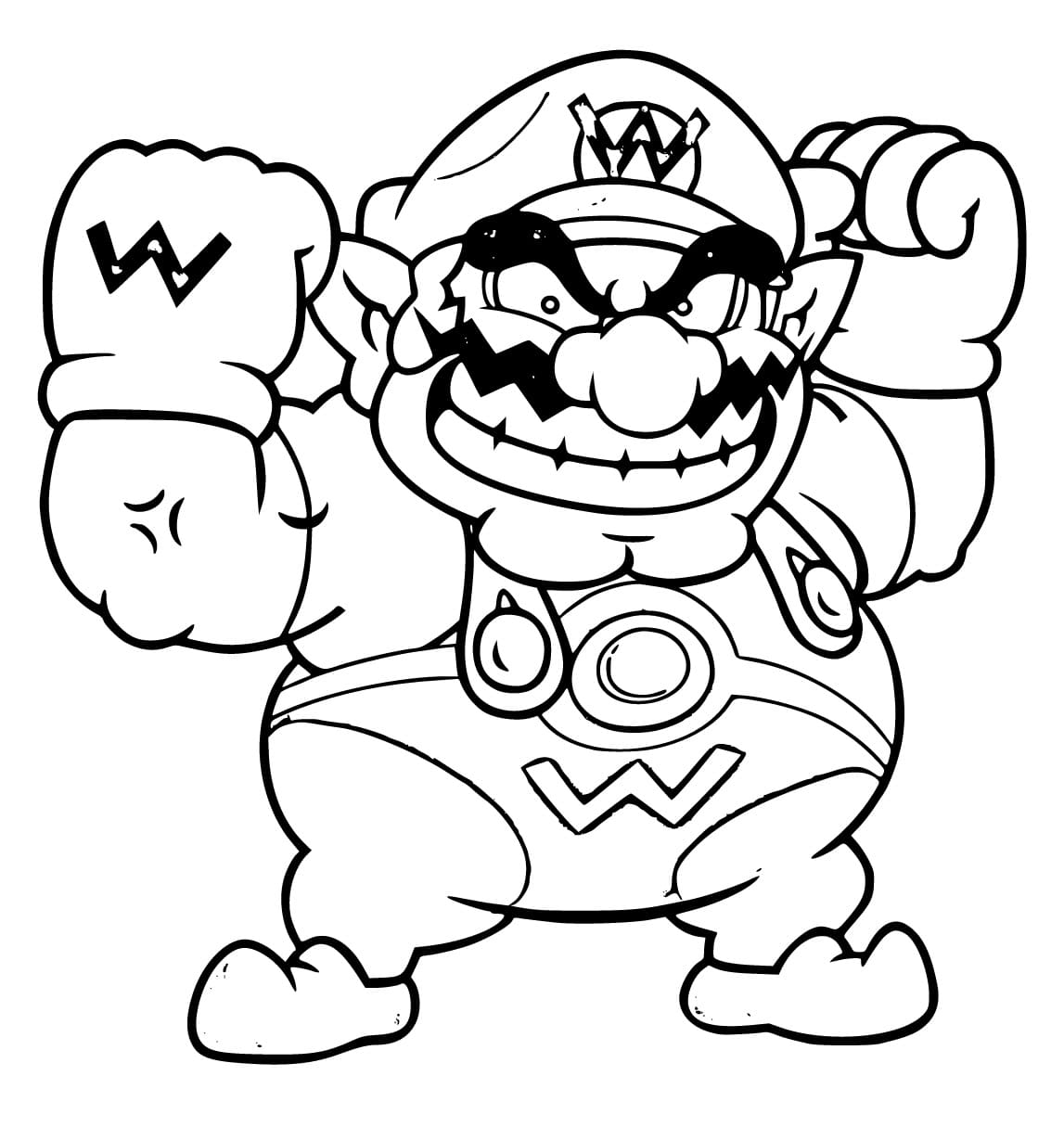 Strong wario coloring page