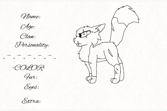 Warrior cats character sheetcoloring sheet