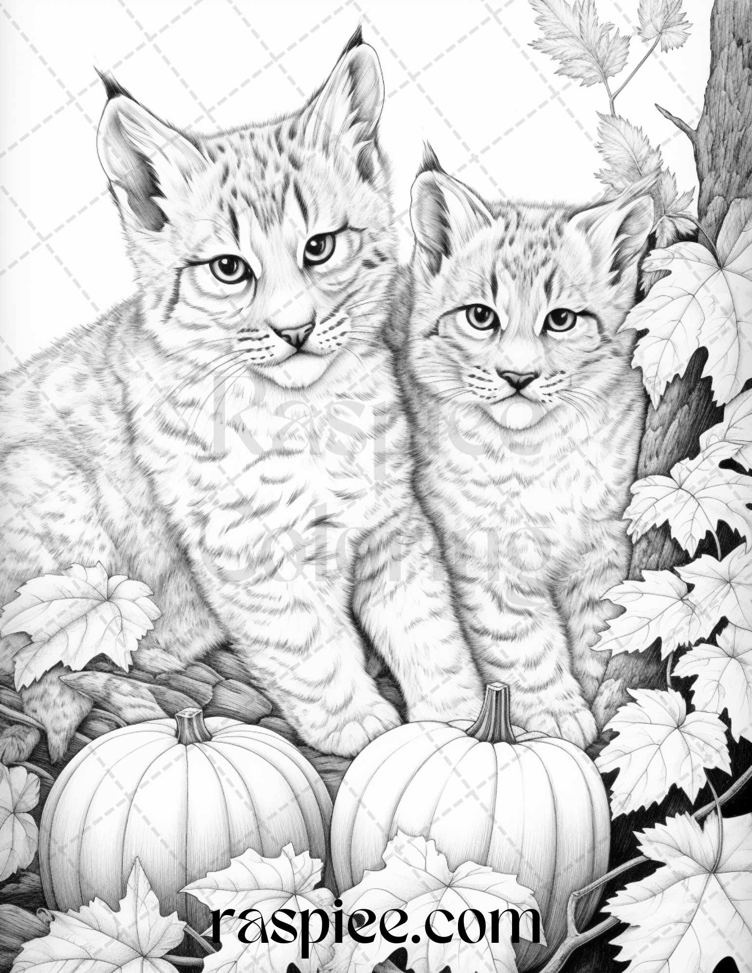 Autumn animals grayscale coloring pages for adults and kids printable â coloring