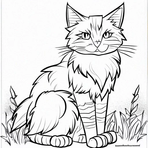 Ai art generator cats coloring page simple inspired by fanart of warrior cats semi anime warrior cats book fanart style fluffy no pattern lithe