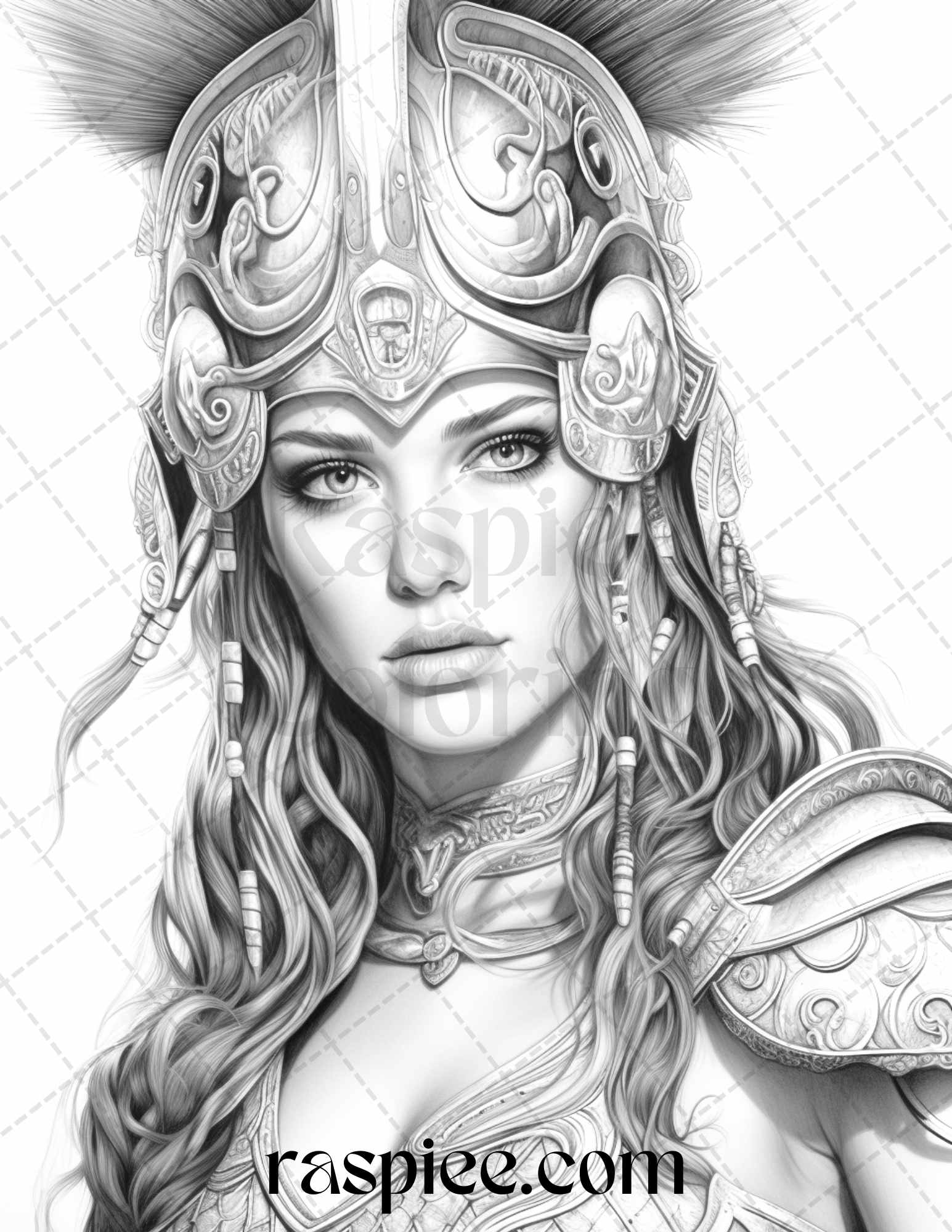 Greek women warriors grayscale coloring pages for adults printable pd â coloring