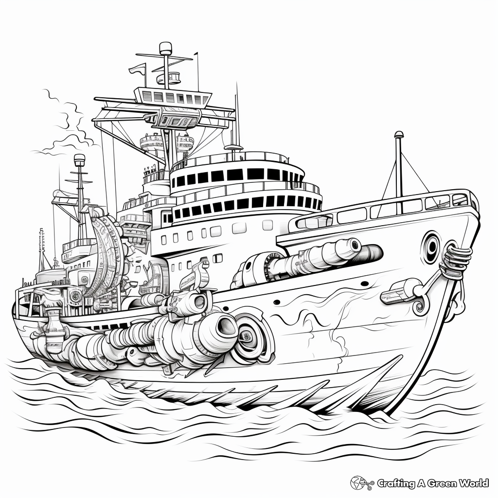 Warship coloring pages