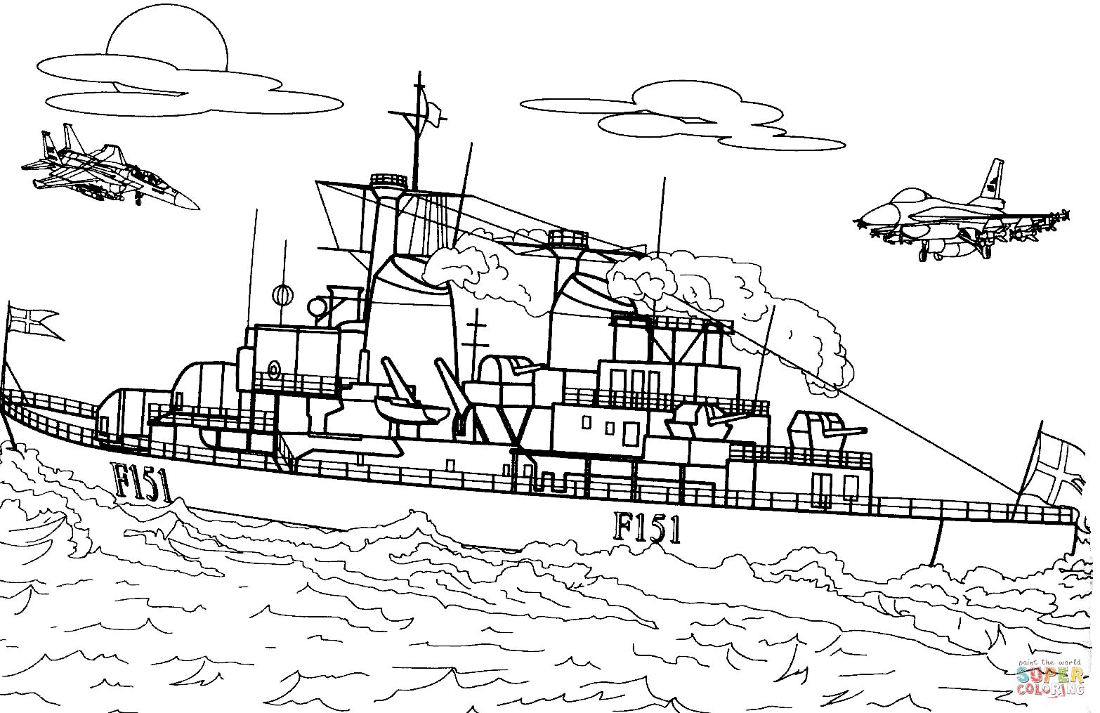 Frigate warship coloring page free printable coloring pages