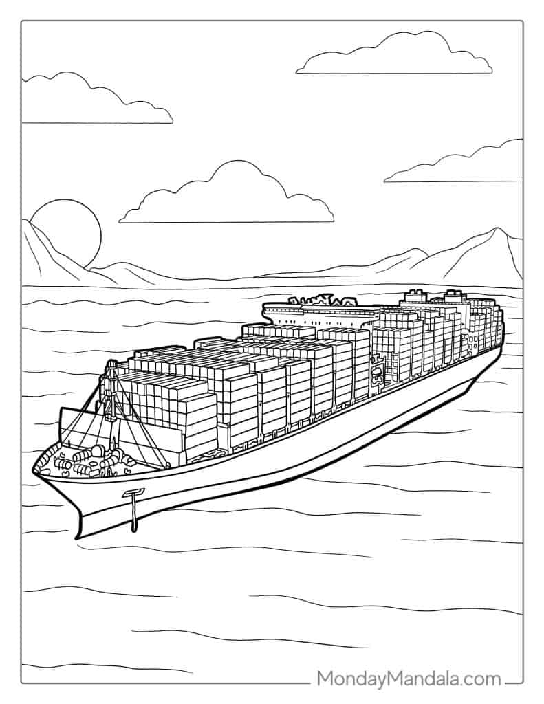 Boat ship coloring pages free pdf printables