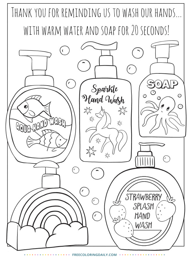 Free hand washing coloring page free coloring daily