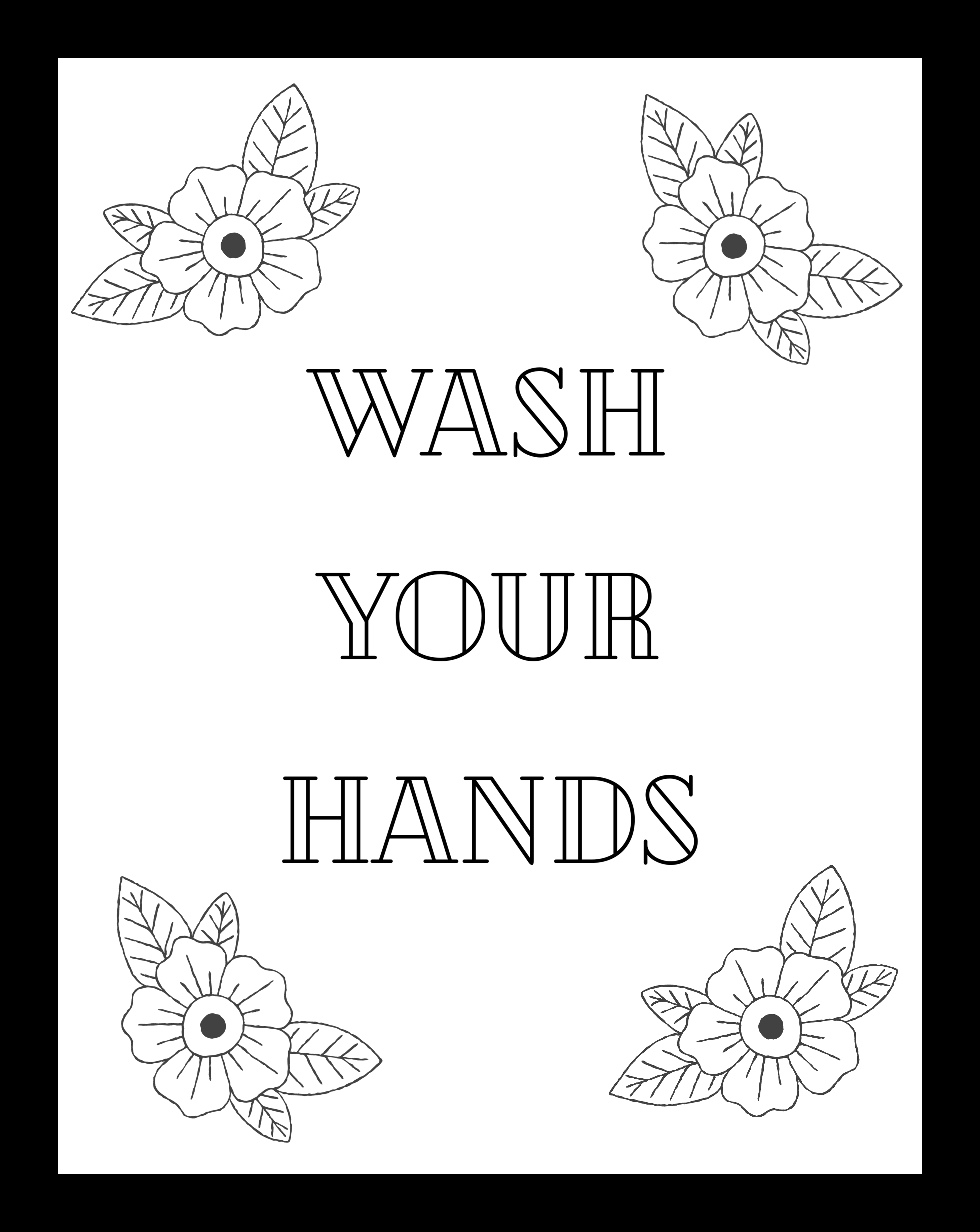 Wash your hands printable coloring page