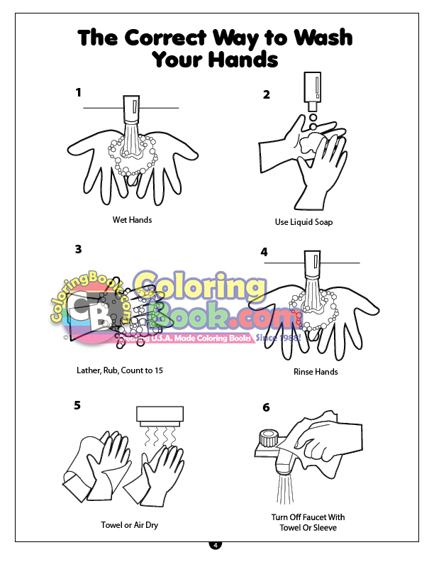 Hand washing imprint coloring book