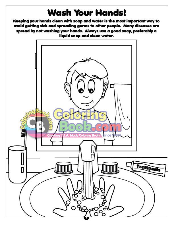 Hand washing imprint coloring book