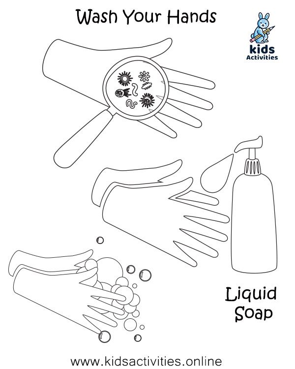 Free hand washing coloring pages for preschoolers