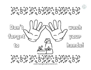 Wash your hands coloring sheet by chasing those moments tpt