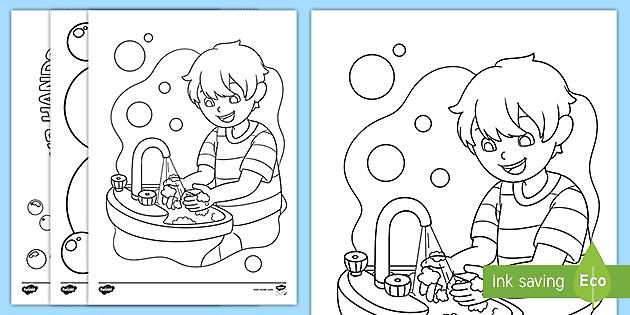 Hand washing colouring sheets teacher made