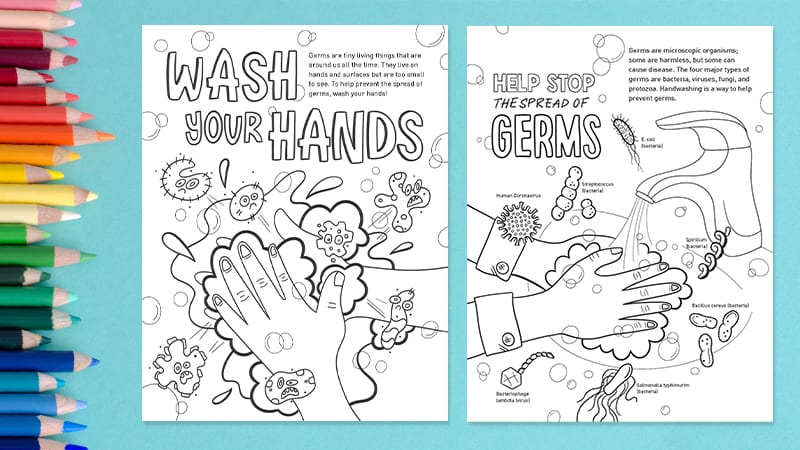 Germ coloring pages for cute and fun germ education