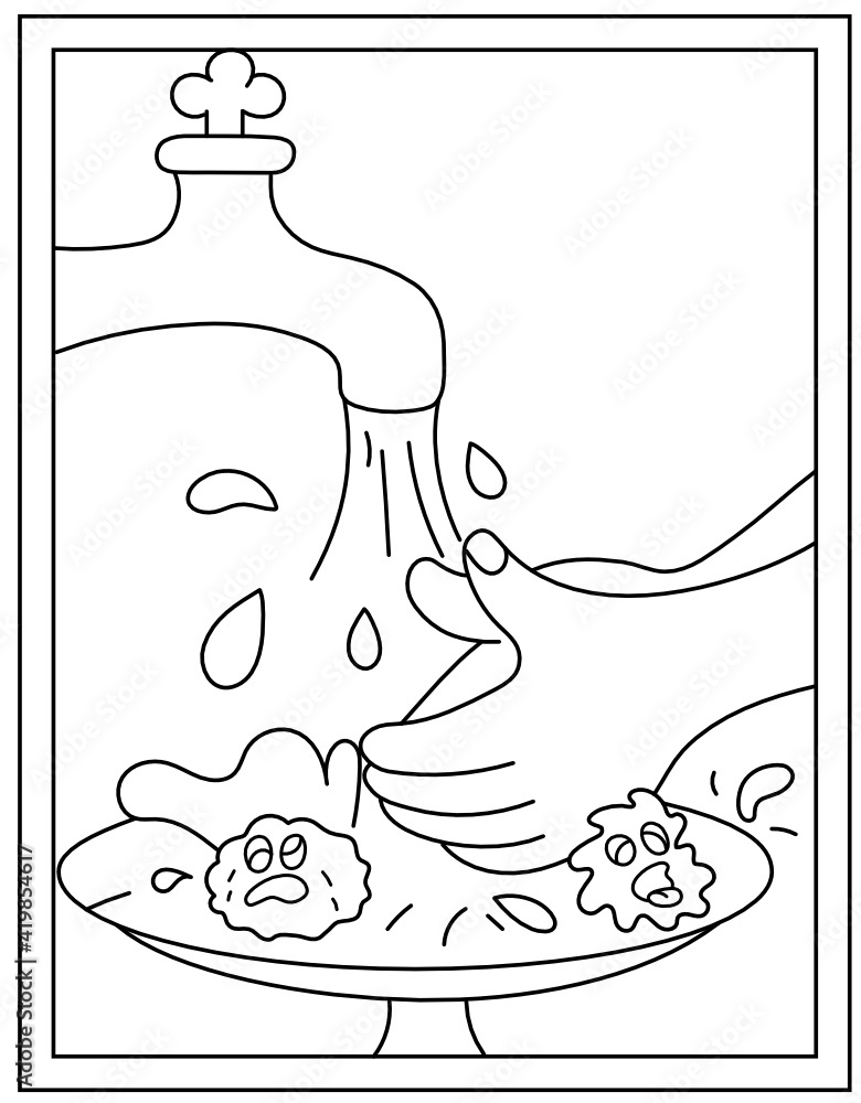 Washing hands colouring page line vector download