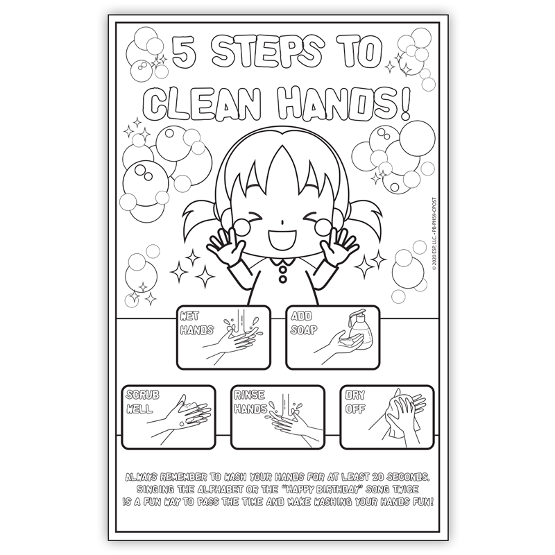 Steps to clean hands color me poster prevention resources