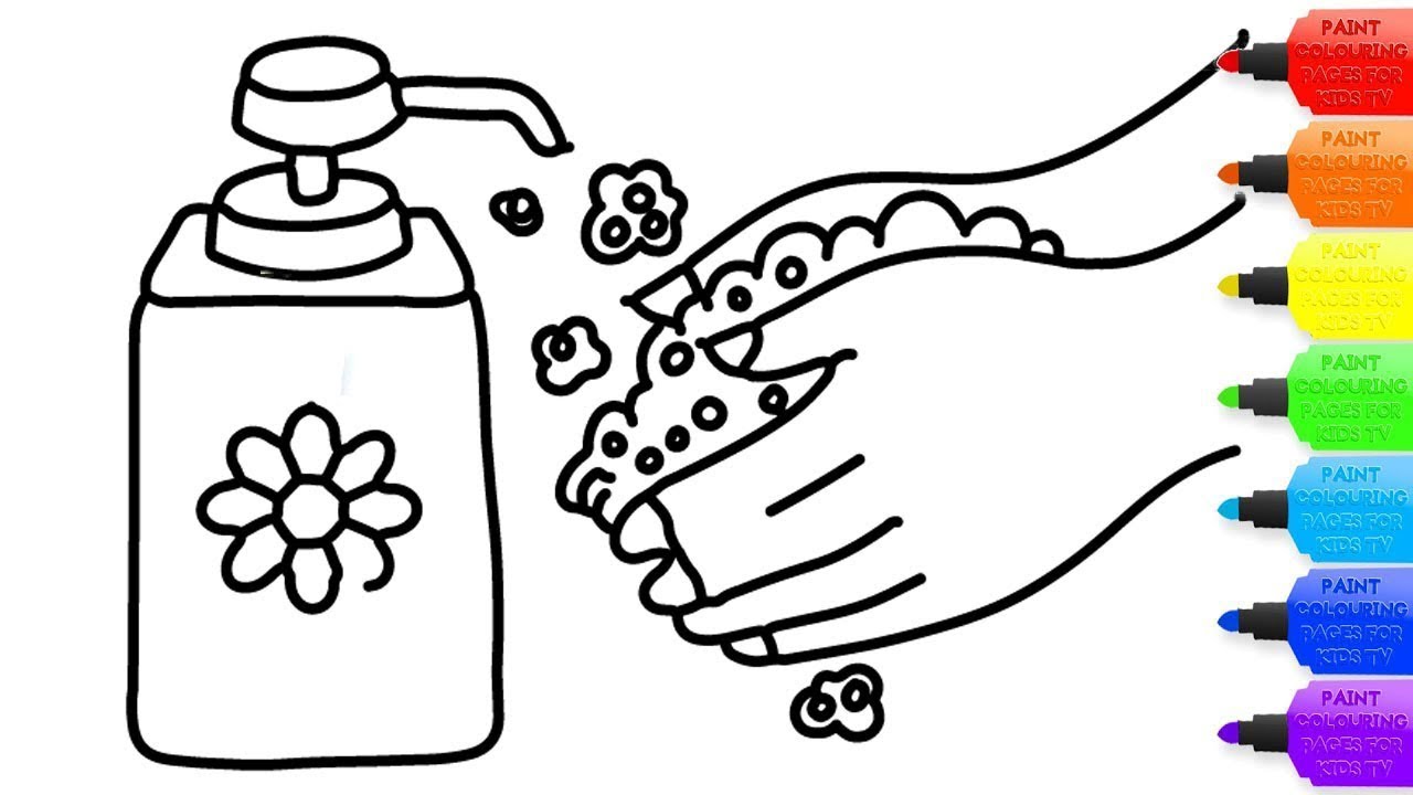 How to draw wash your hands coloring page for kids i learn coloring book with wash your hands