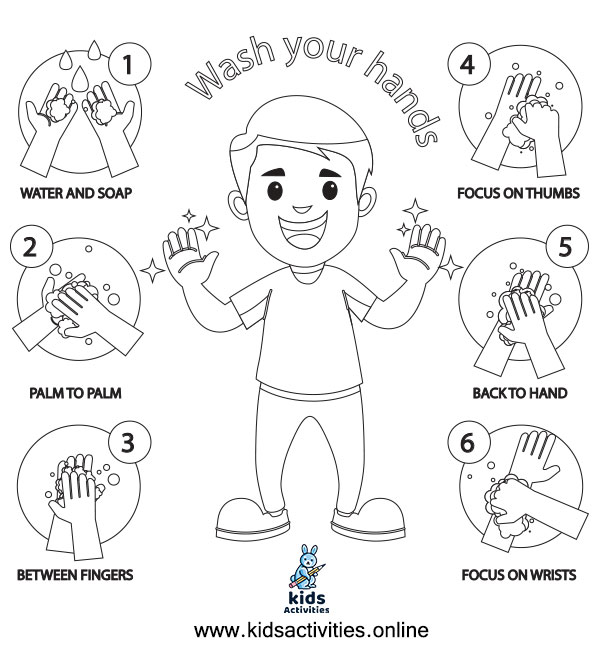 Free wash your hands coloring pages â kids activities