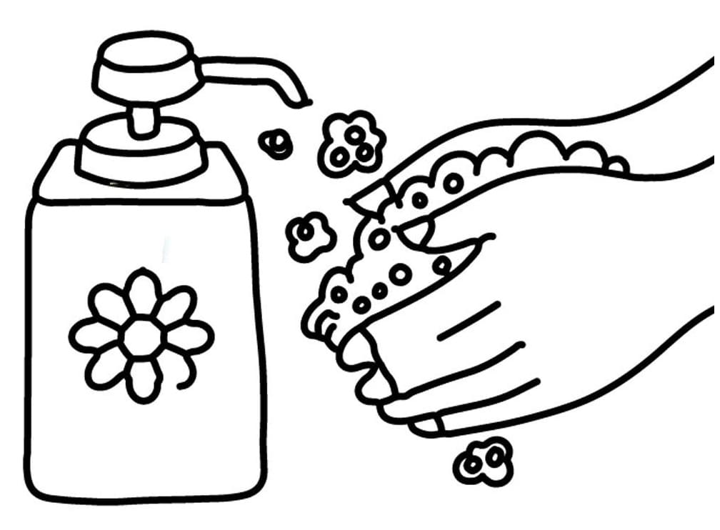 Hand washing to print coloring page