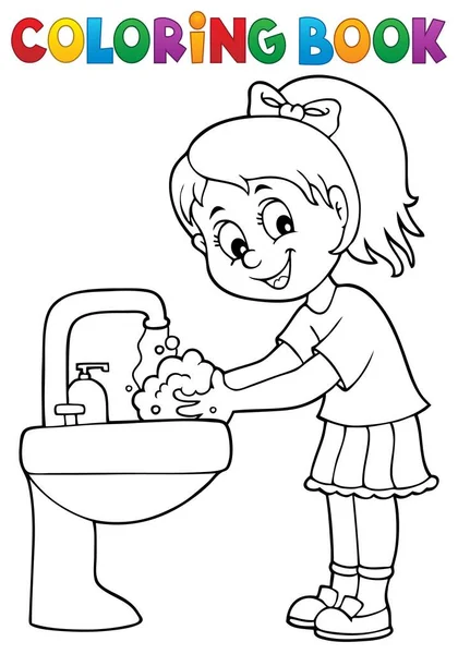 Child washing hands vector images