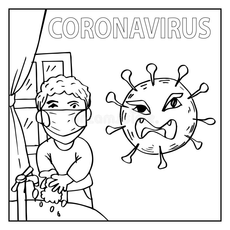 Boy washing hand for coronavirus prevention stock vector