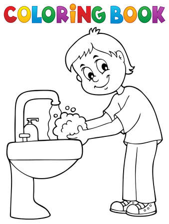 Hand washing coloring page cliparts stock vector and royalty free hand washing coloring page illustrations