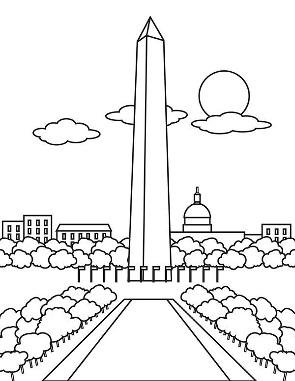 Printable washington monument coloring page