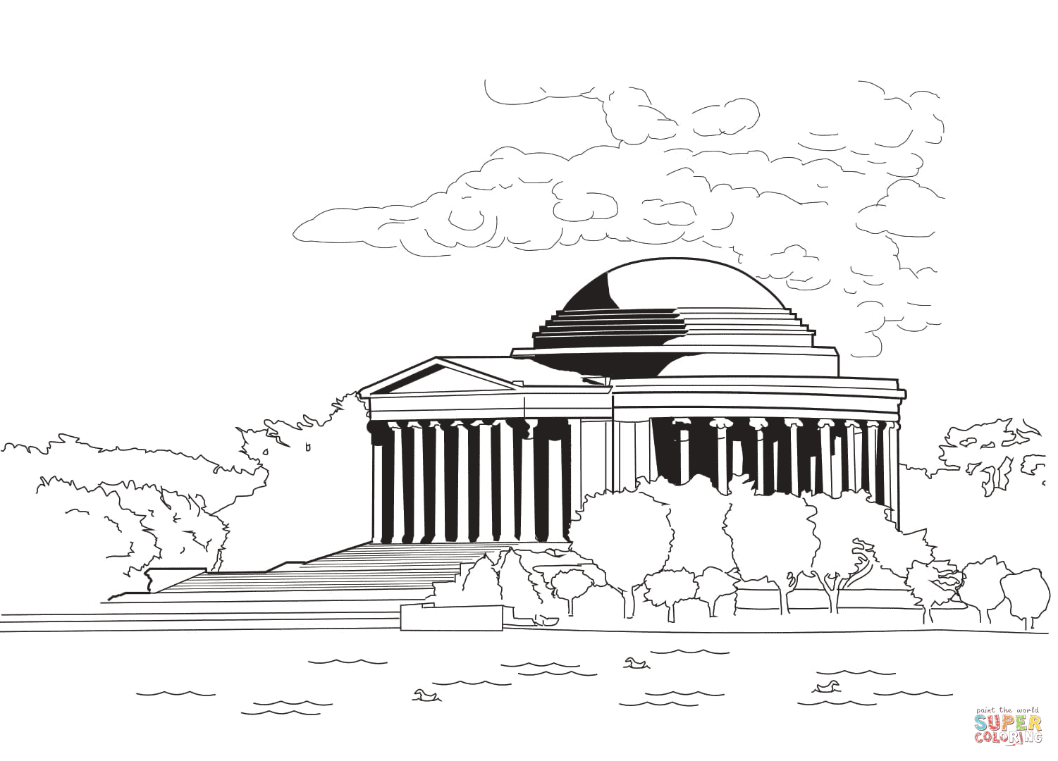 Jefferson memorial coloring page free printable coloring pages