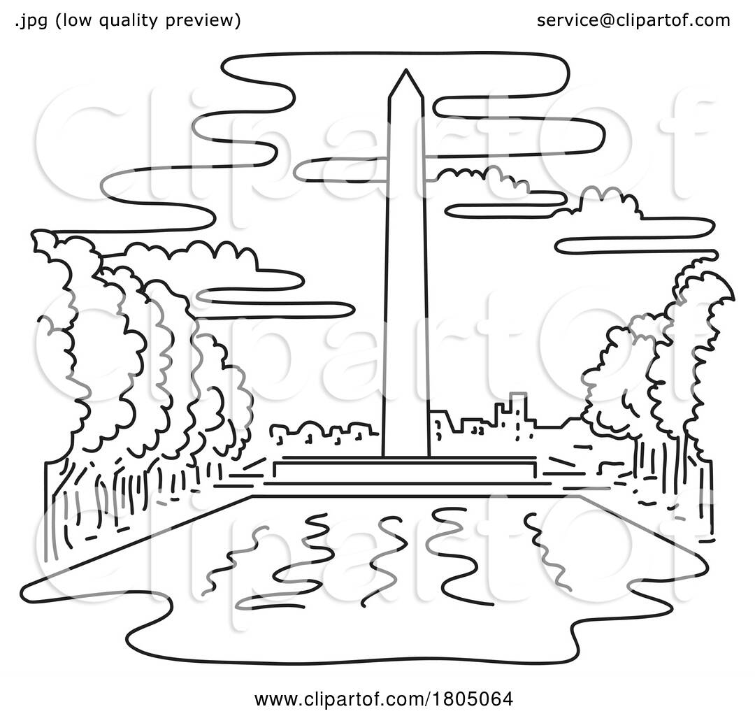 Washington monument in washington dc mono line art by patrimonio