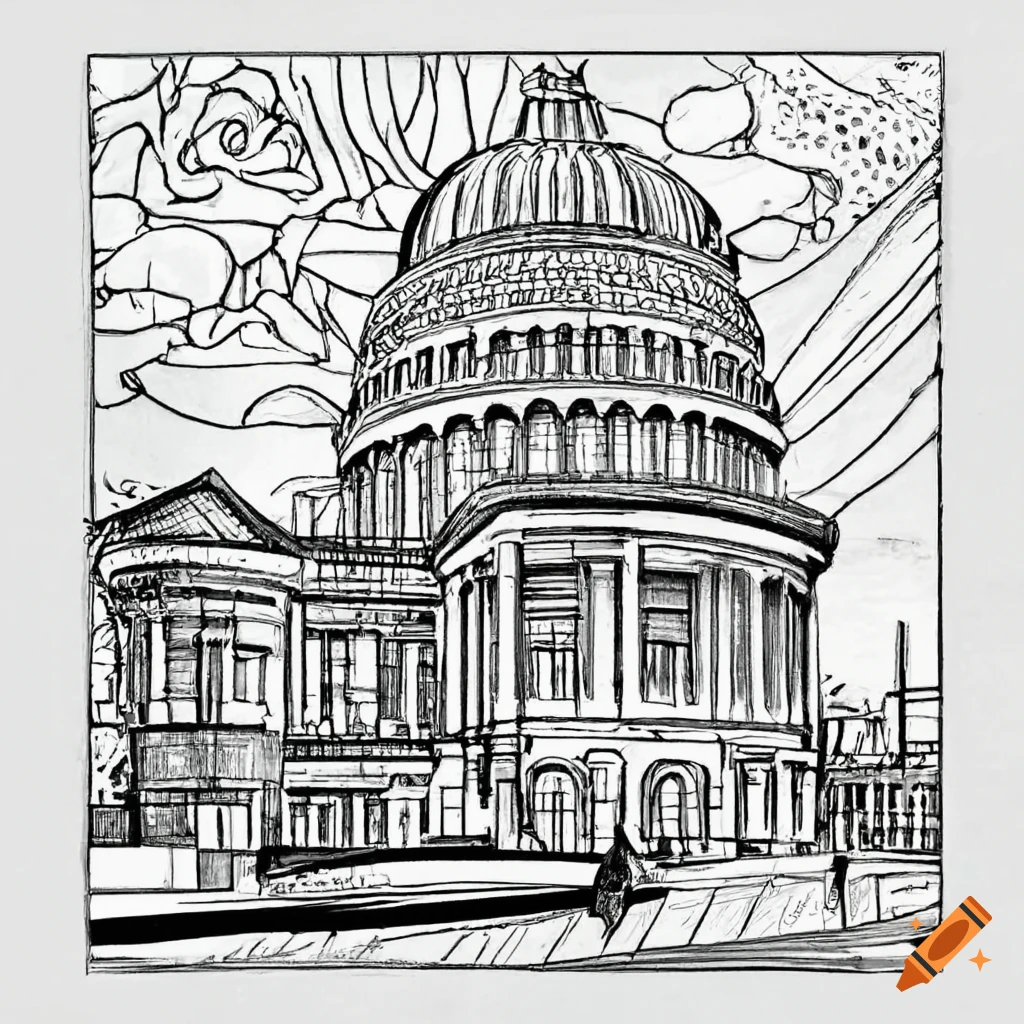 Architecture coloring pages on